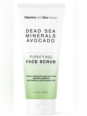 Dead Sea Minerals Avocado Purifying Face Scrub - Gentle Exfoliation (Green)